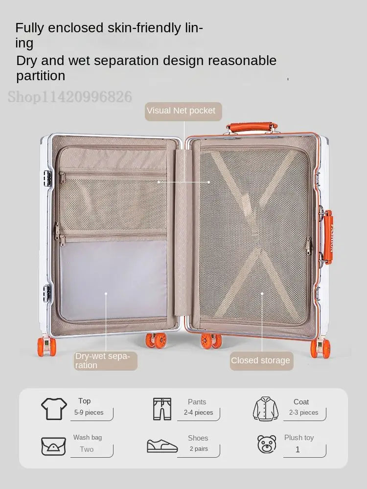 20-Zoll-Kompaktgepäck 26-Zoll-Trolley-Koffer mit großem Fassungsvermögen und Aluminiumrahmen für Männer und Frauen Reisekoffer.