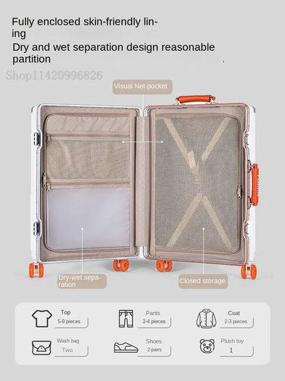 20-Zoll-Kompaktgepäck 26-Zoll-Trolley-Koffer mit großem Fassungsvermögen und Aluminiumrahmen für Männer und Frauen Reisekoffer.