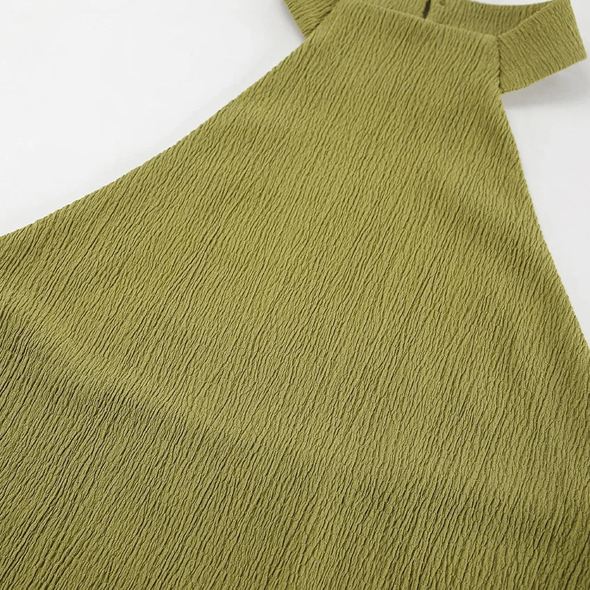 Tuularose Hanging Green Pants Set Sleeveless Backless Personality Temperament Commuter Two-piece Set Summer New Women Pants Set.