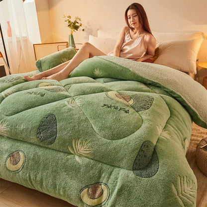 Winter Bedding Thick Quilt Blanket Thickened Warm Flannel Fleece Comforter for Cold Nights Set Bed Duvets Quilts the Blankets