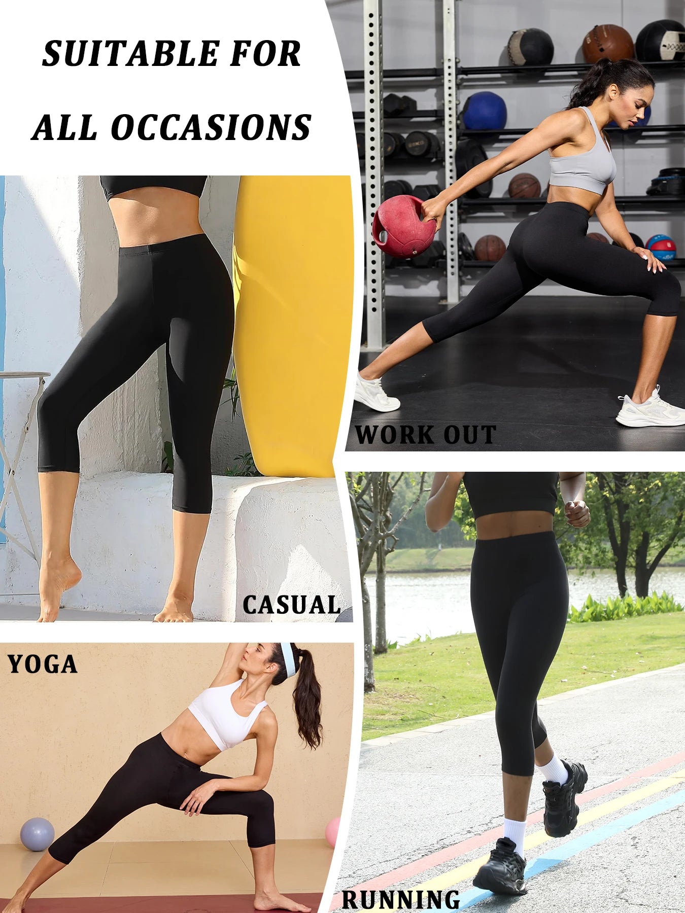 Women's Super Soft Capri Pants High Stretchy Breathable Pants No See Through Workout Running Yoga Athletic Pants Gym Leggings.