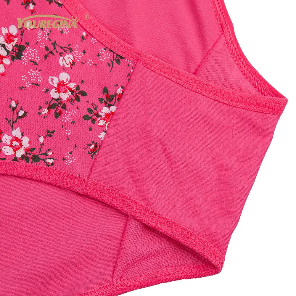 Women Panties Cotton Plus Size High Waist Print Panties Women's Floral Lingerie Briefs Ladies Under Wear 6 pcs/set.