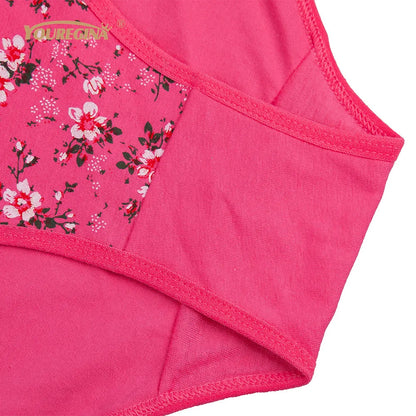 Women Panties Cotton Plus Size High Waist Print Panties Women's Floral Lingerie Briefs Ladies Under Wear 6 pcs/set.
