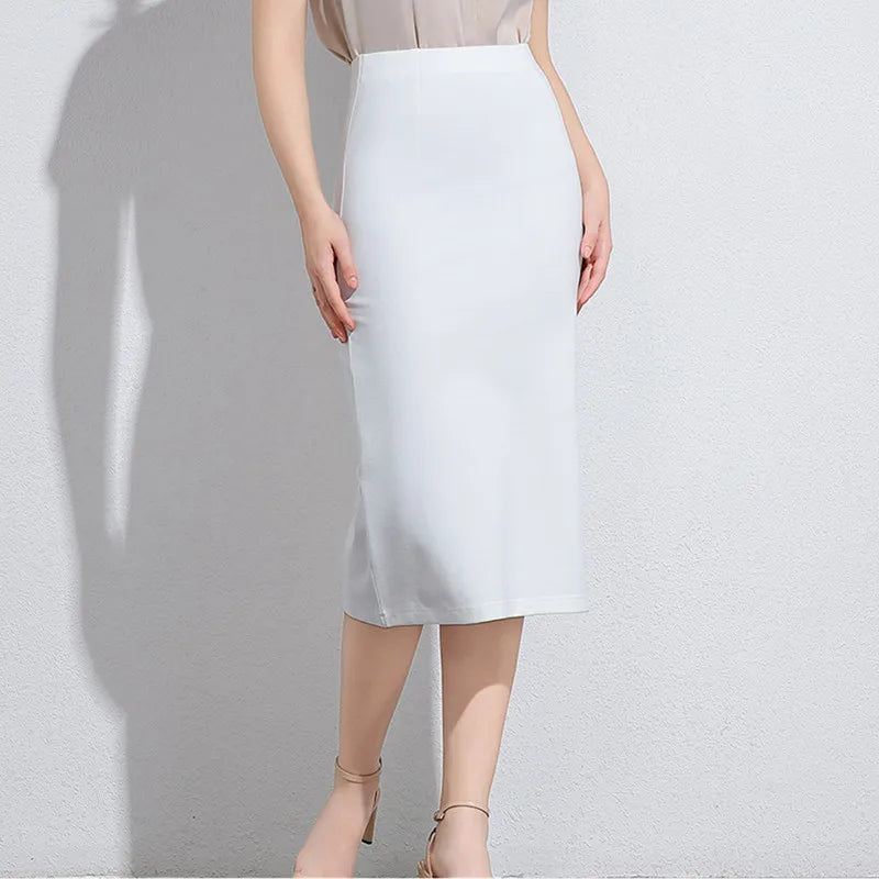 Women's Professional High Waist Long Pencil Skirt, Slim Fit Black Hip-hugging Skirt for Office Commute.