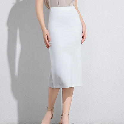 Women's Professional High Waist Long Pencil Skirt, Slim Fit Black Hip-hugging Skirt for Office Commute.