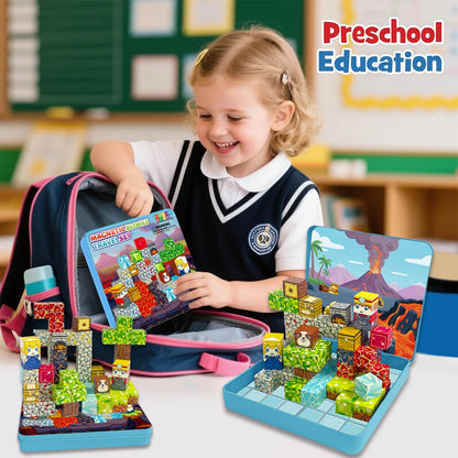 Magnetic Blocks Travel Magnet Cube Magnetic Building Blocks Toys with Portable Iron Box STEM Educational Magnet Toys for Kids.
