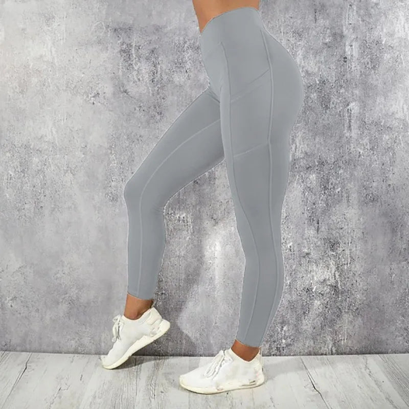 Yoga Fitness Women Leggings High Waist Tights with Pocket Gym Workout Running Stretchy Sexy Butt Liftting Casual Skinny Pants.