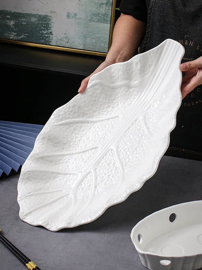 Large Irregular Fish Plate Household Cauldron Bowl Heating and Insulation Plate Ceramic Hotel Tableware Soup Plate.