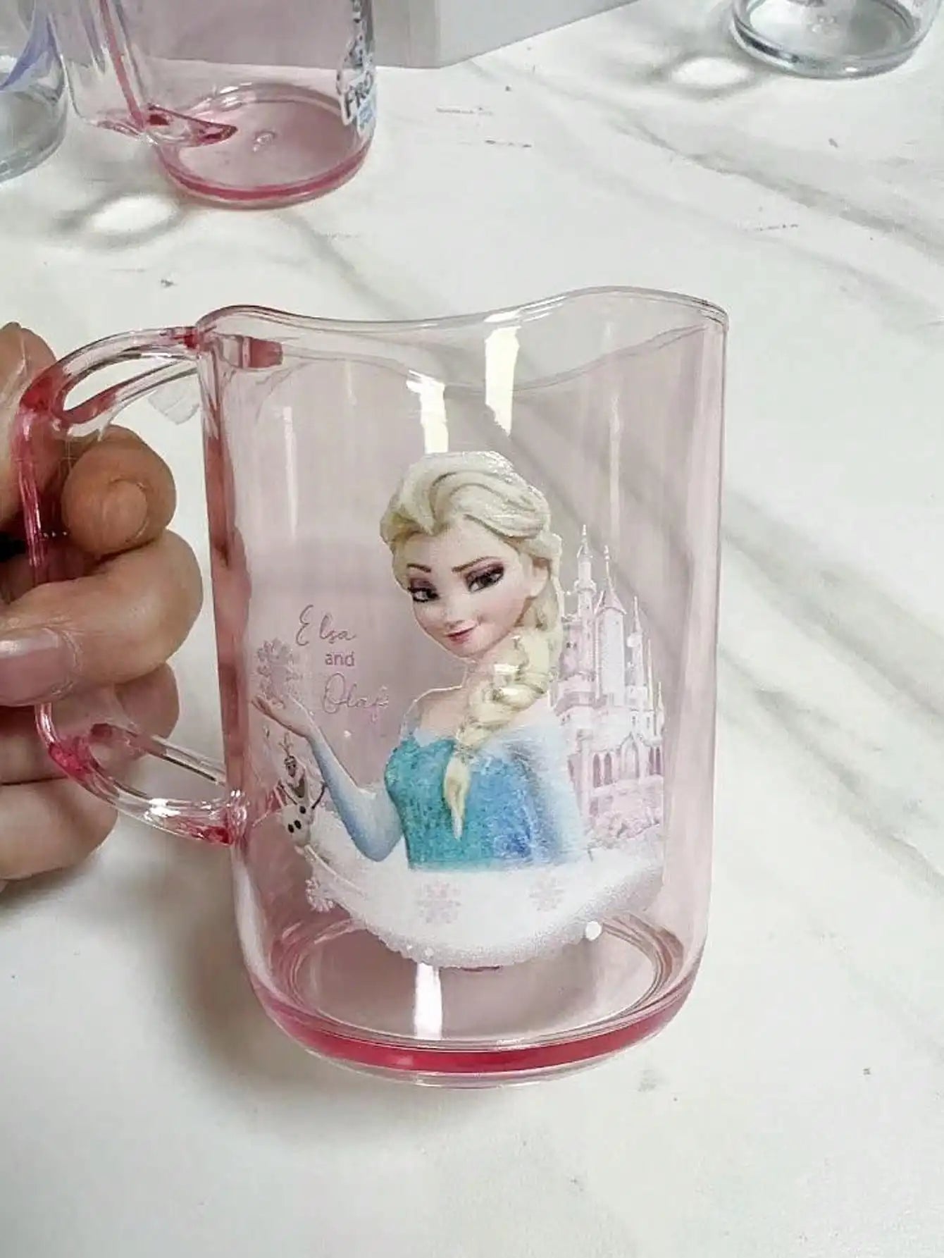Disney New Frozen Princess Elsa Cartoon Washable Mouthwash Cup for Men and Women Plastic Wash Cup.