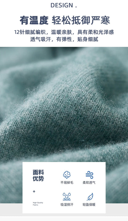 LHZSYY 100%Merino Wool Hot Cardigans Men Lapel Pullover Long Sleeve POLO Neck Sweaters Loose Tops Knit Clothing Large Size Shirt.