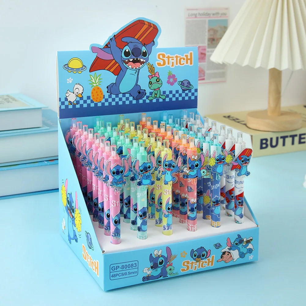 Disney Stitch 48 Stück Gelstift 0,5 mm Schwarz Neue Cartoon Hochwertige süße Studenten lernen Schreibwaren Bürobedarf Geburtstagsgeschenk.