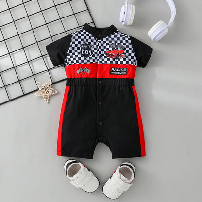 Ein Stück Baby Jungen Sommer Kurzarm Cartoon Auto Coole Mode Für Neugeborene Baby Artikel 0-1Y Overall Streetwear Kleidung.