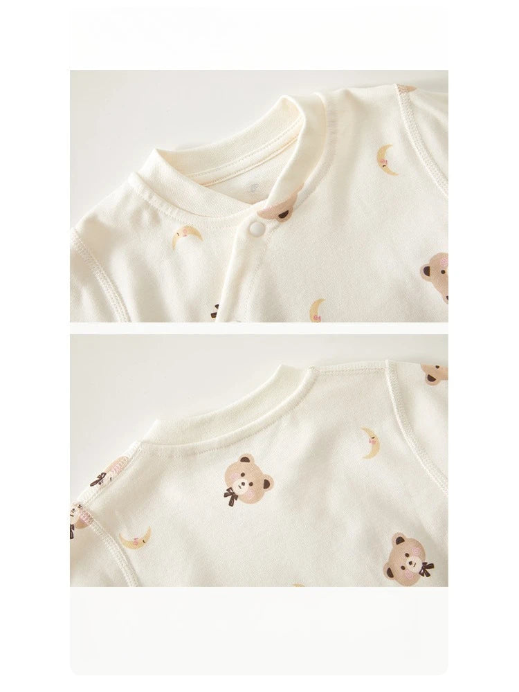 Newborn Baby Base Shirt+pants 2-piece Set Autumn and Winter Cartoon Pure Cotton Top+pants 0-18M Newborn Baby Pajamas.