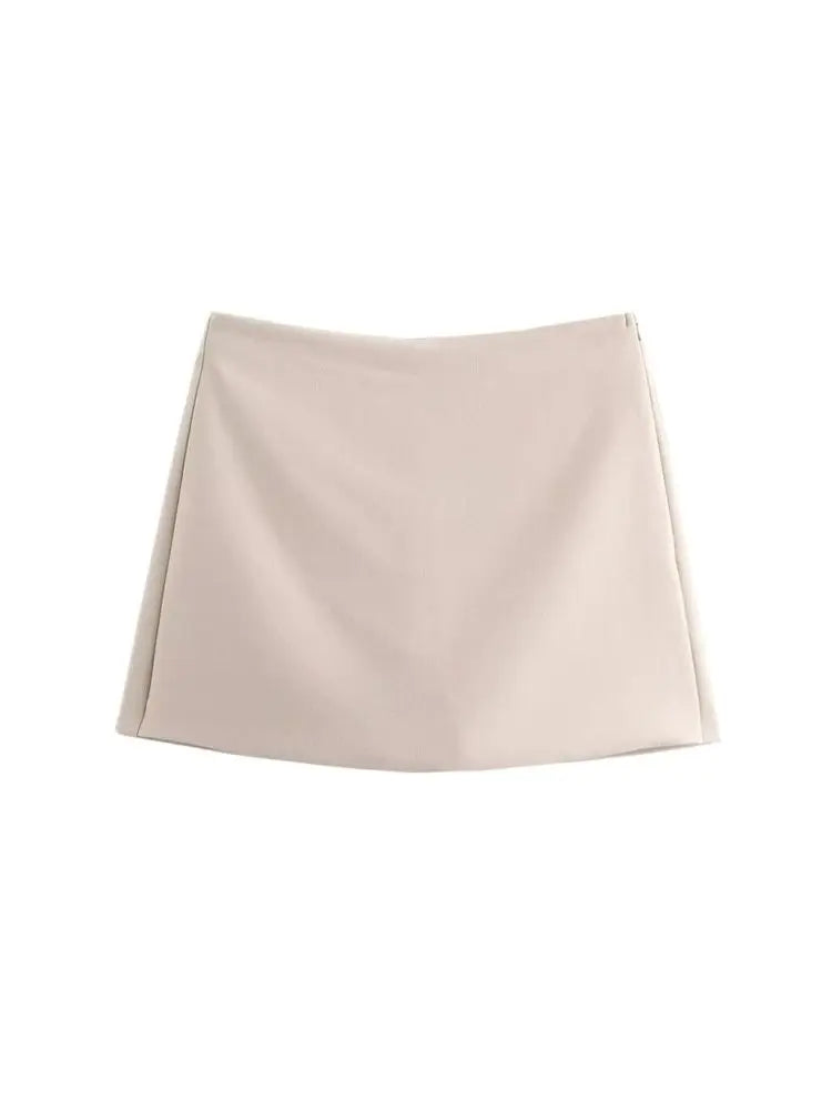 High Waist Solid Skort for Women Fashion Side Zipper Female Shorts Skirts Mujer.