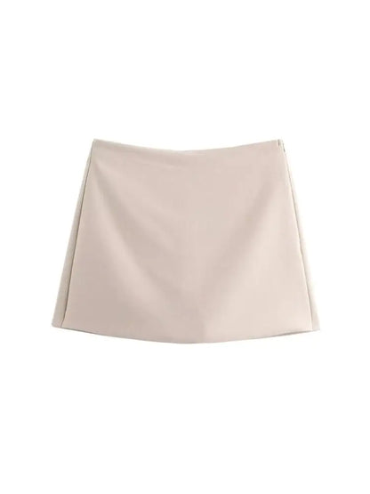 High Waist Solid Skort for Women Fashion Side Zipper Female Shorts Skirts Mujer.