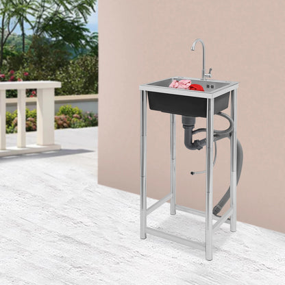 Freistehendes Einzelbecken-Spülbecken, 45,7 x 40,6 x 22,9 cm, Edelstahl, gebürstetes Restaurant-Waschbecken