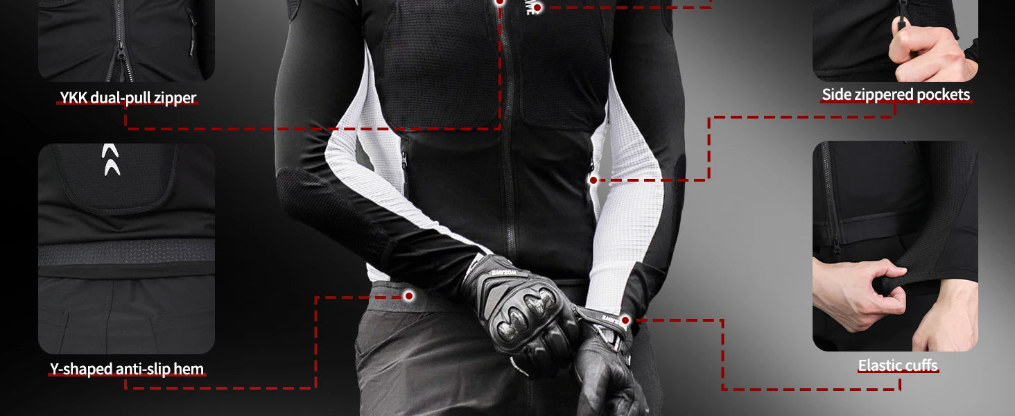 WOSAWE Men's Motorcycle Racing Jacket Off-Road CE Protective Gear Motocross Soft Armor Body Protector Sports Racing Equipment.