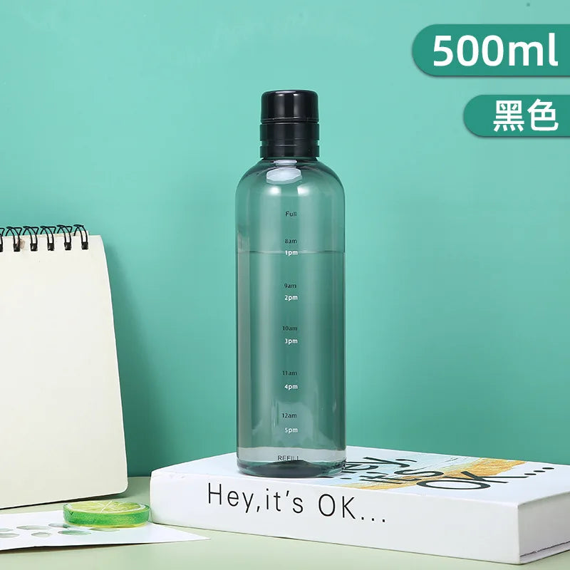 water bottle High-value colorful time scale cup red cute drinking water target bottle ins simple water cup my gourd man bottles