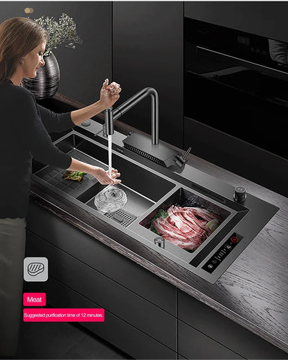 ASRAS Large Size Smart Purifying Kitchen Sink Handmade Step Sink Smart Purifying Kitchen Island Sinks 11550 NJH
