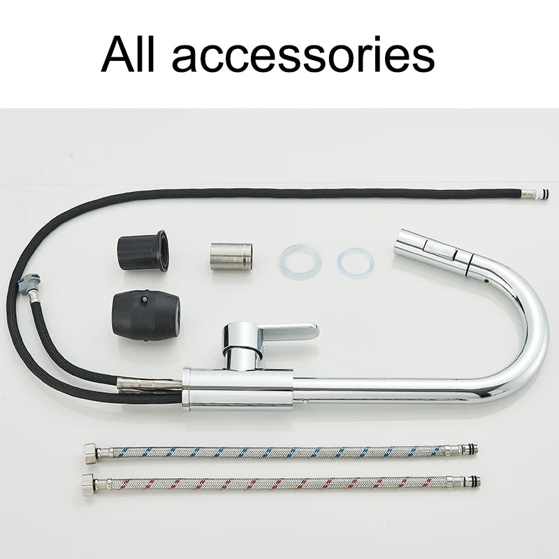 Kitchen Sink Cold Hot Water TapPull Out Kitchen Faucets 360° Rotation Kitchen Mixer Tap Single Lever Mixer Tap