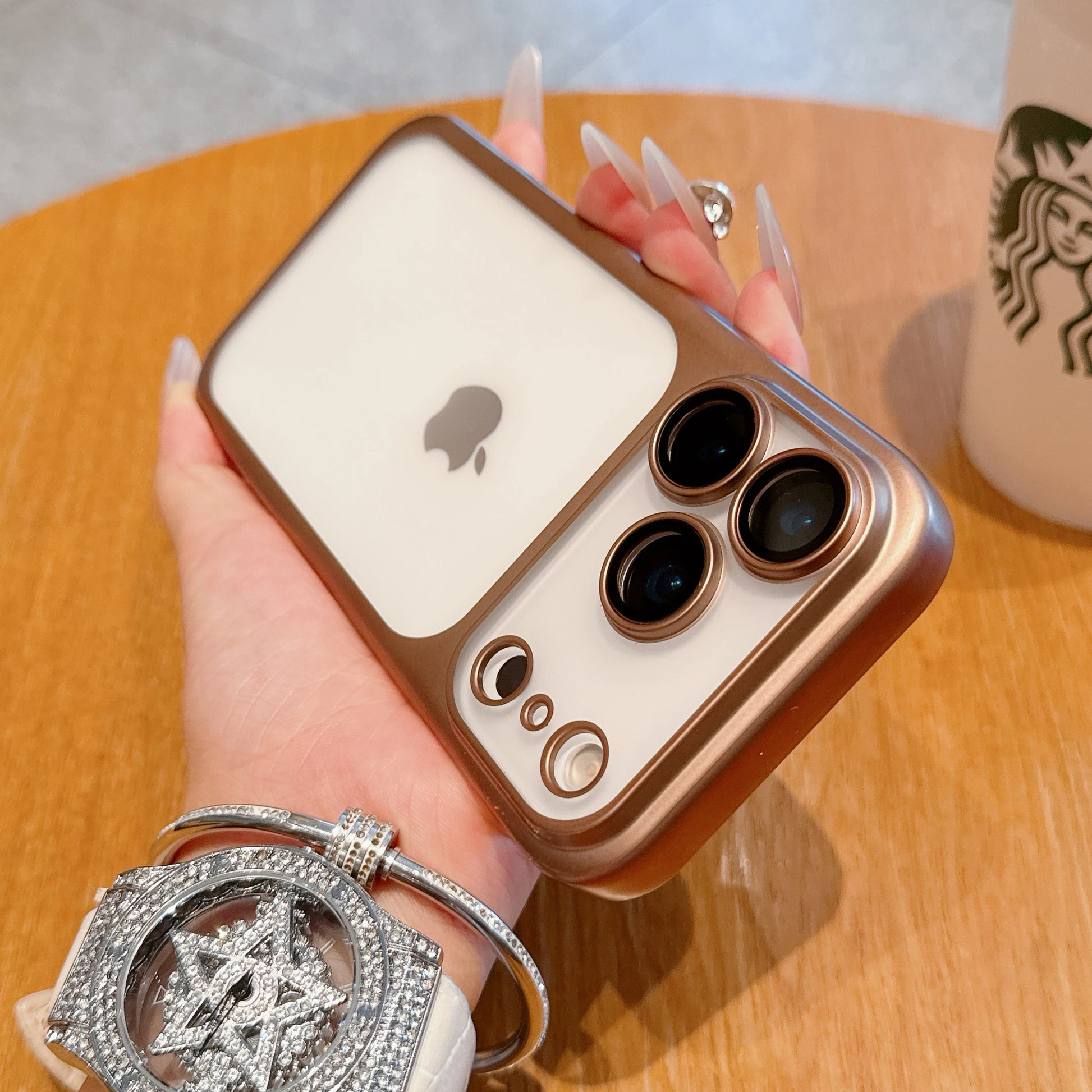 Matte Transparent Phone Case For iPhone 17 Pro Max 17 Pro Plating Frame Lens Film Protection Anti-fall PC Hard Clear Phone Cover.