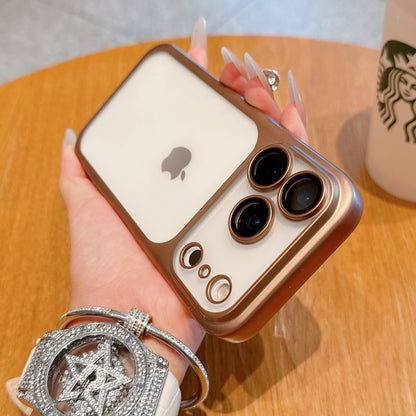 Matte Transparent Phone Case For iPhone 17 Pro Max 17 Pro Plating Frame Lens Film Protection Anti-fall PC Hard Clear Phone Cover.