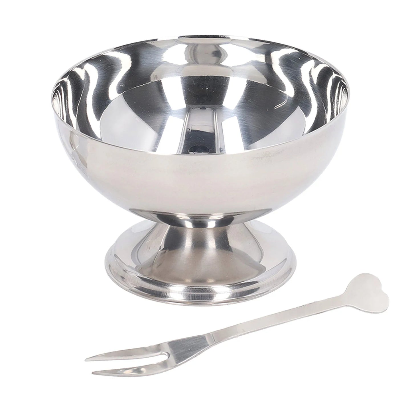Ice Cream Bowl Stainless Steel Dessert Pudding Bowls Sundae Salad Serving Dip Bowl Trifle Tasting Bowls with Fork for Home Hotel.