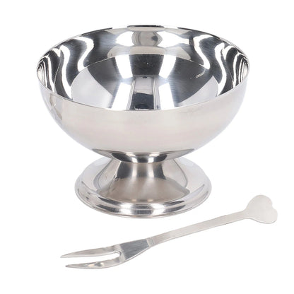 Ice Cream Bowl Stainless Steel Dessert Pudding Bowls Sundae Salad Serving Dip Bowl Trifle Tasting Bowls with Fork for Home Hotel.