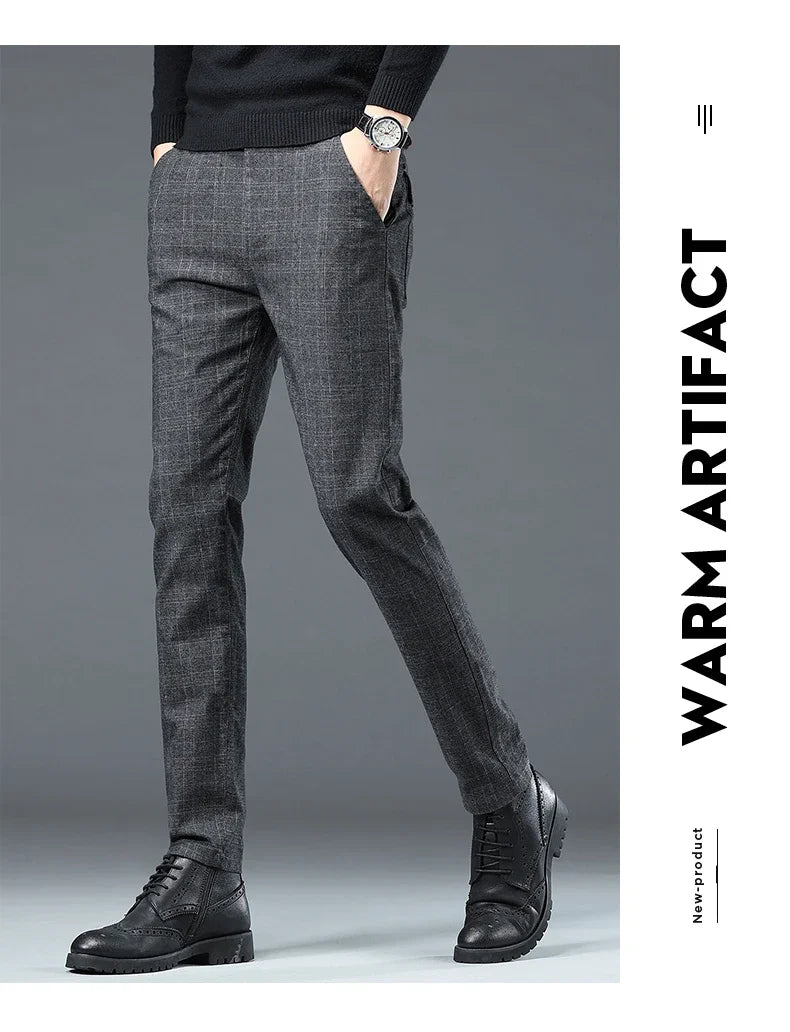 Spring Autumn Korea Plaid Pants Men Fashion Comfortable Elastic Casual Business Trousers Male Formal  Suit Pant.