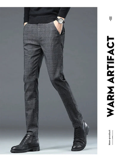Spring Autumn Korea Plaid Pants Men Fashion Comfortable Elastic Casual Business Trousers Male Formal  Suit Pant.
