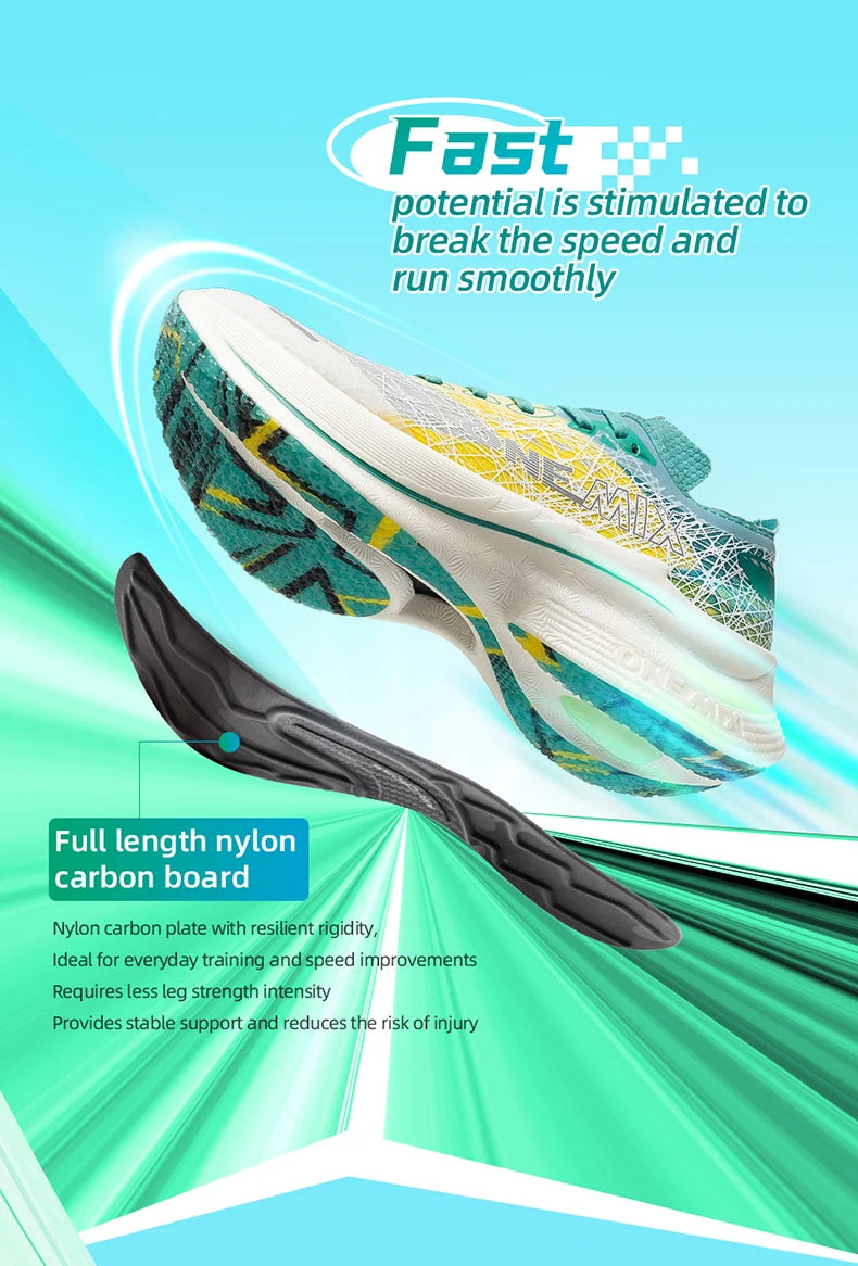 ONEMIX Marathon Carbon Plate Running Shoes Shock Absorption Ultra-light Sports Shoes Rebound Technology Outdoor Men Sneakers.