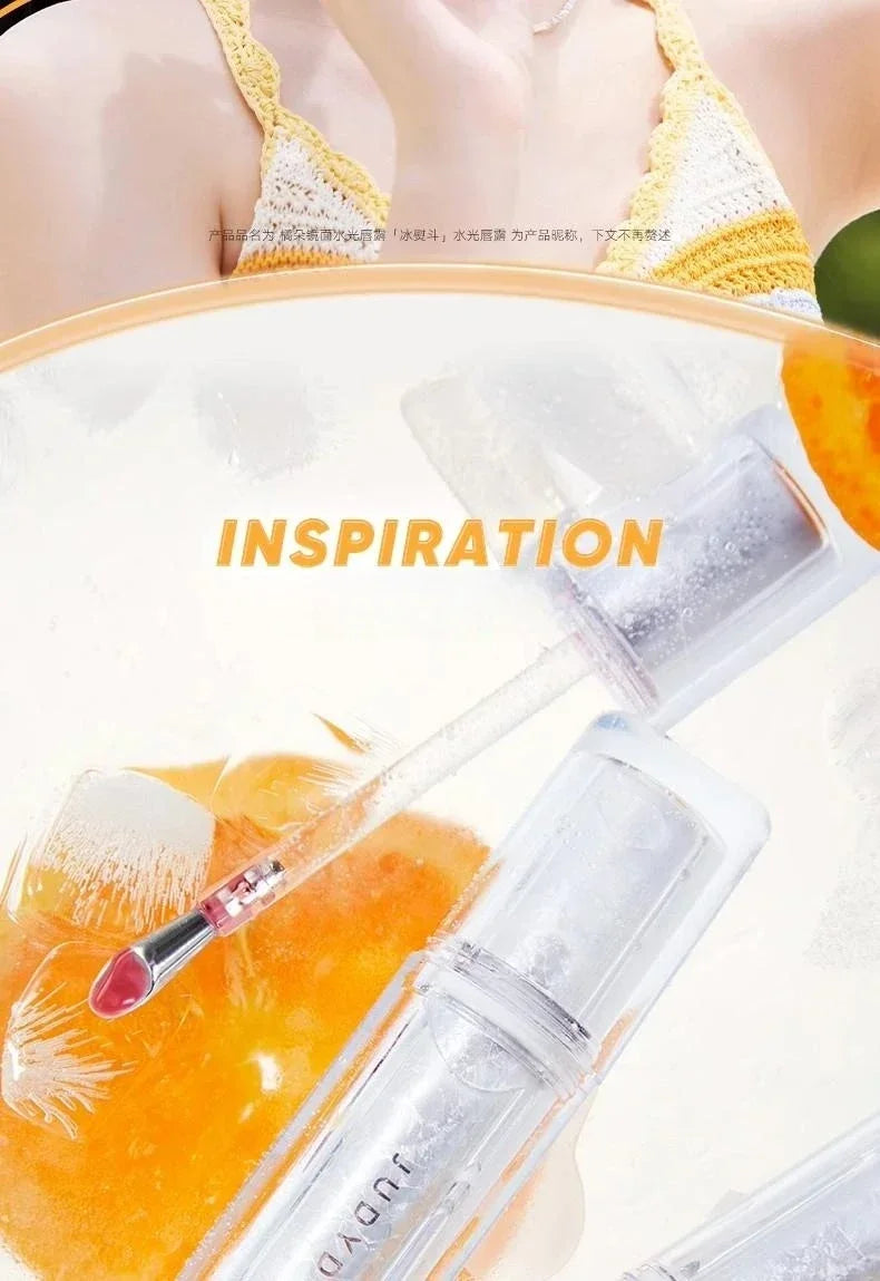 Judydoll Lip Glaze Mirror Shine Watery Lipstick Non-Stick Cup Long Lasting Moisturising Lip Tint Waterproof Makeup Cosmetics.