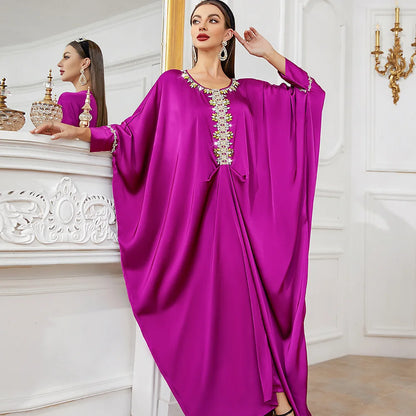 Uni Tassel Gradient Dubai Muslim Abaya For Woman O-Neck Elegant Casual Loose Moroccan Saudi Kebaya Fashion Party Dress 2024.