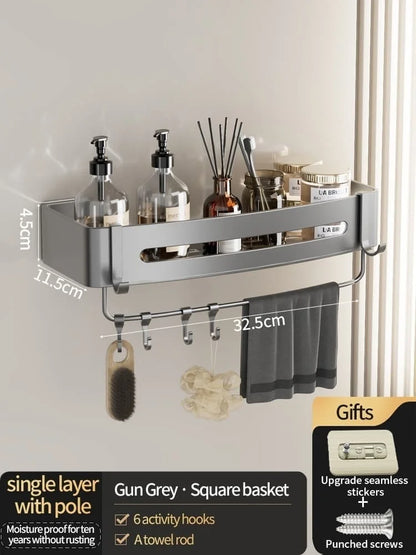 Kein Bohren Aluminium Badezimmer Regal Regale Shampoo Make-up Lagerung Halter Küche Organizer Wand Badezimmer Zubehör