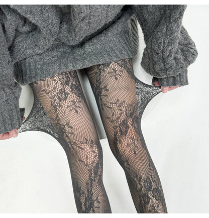 2025 New Tights Women Sexy Lace Floral Thigh High Stockings Pantyhose Lingerie Hosiery Mesh Fishnet Stockings Women Tights