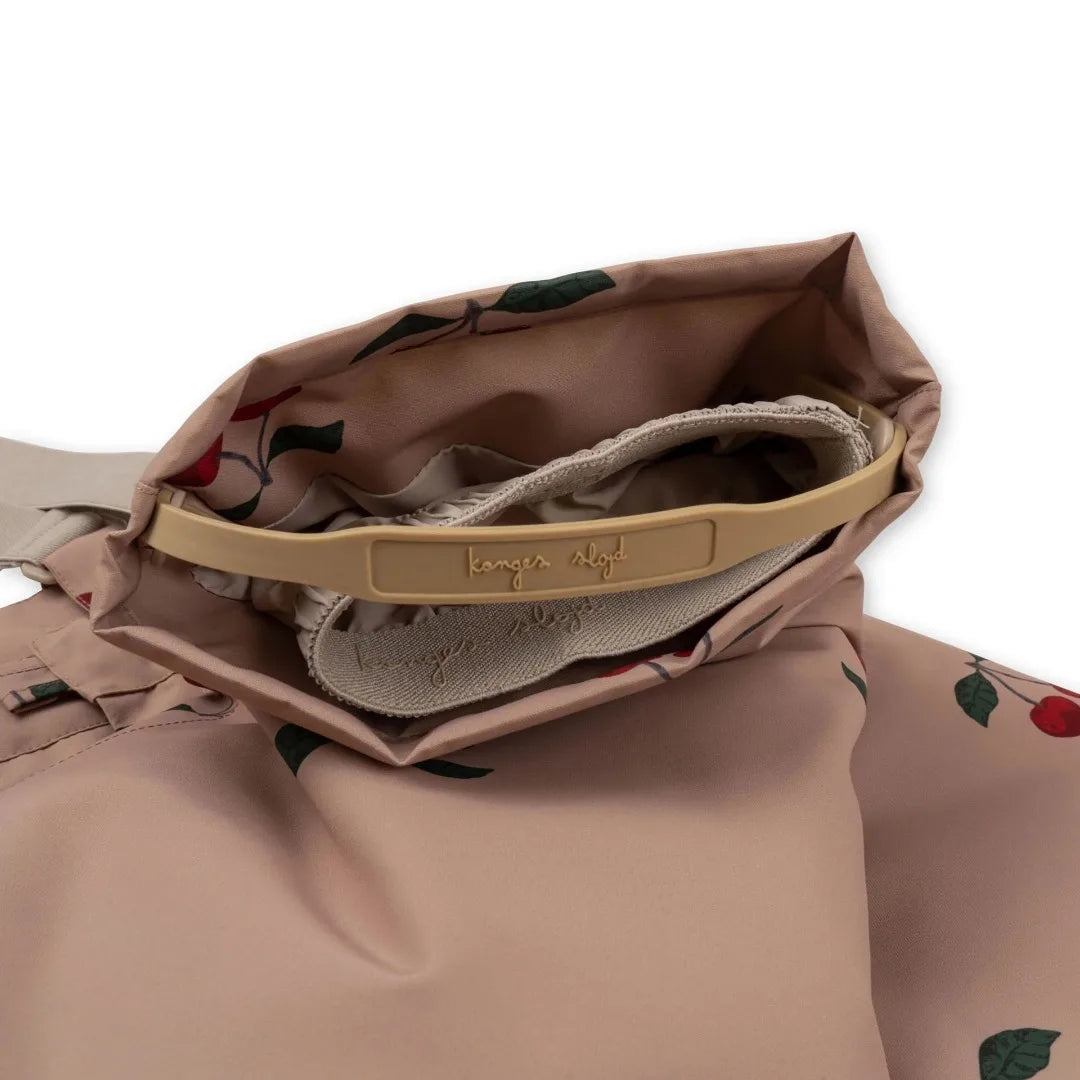 Konges Slojd 2025 Winter Baby Girls Cherry Hooded Ski Jackets Overalls Suits Sets Girls Waterproof Windproof Cold Resistant Coat.