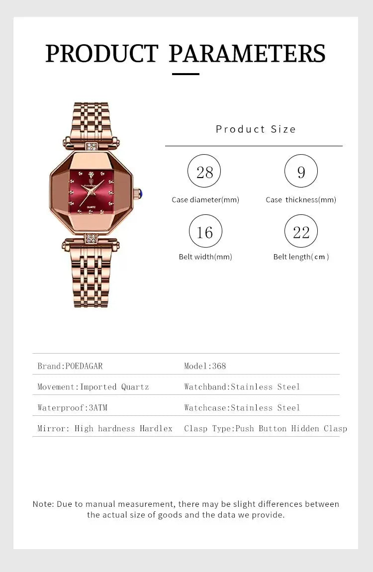 POEDAGAR Luxury Brand Women Watch Stainless Stain Waterproof Quartz Watches For Woman Fashion Simple Rose Gold Ladies Watch Gift.