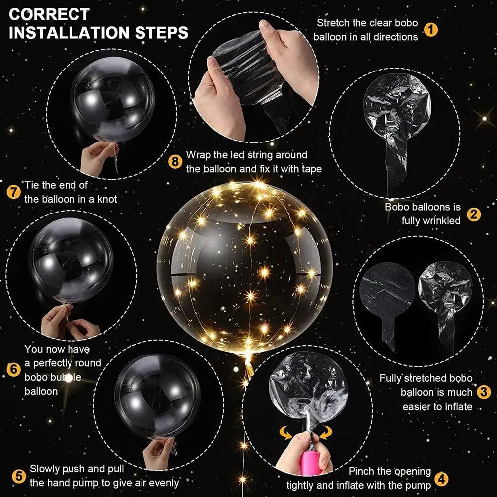 6 stücke 3 satz Transparent Party Glow Bobo Led Ball Leuchten Ballons Hochzeit Blase Ballon Hochzeit Geburtstag Dekoration einzigen.