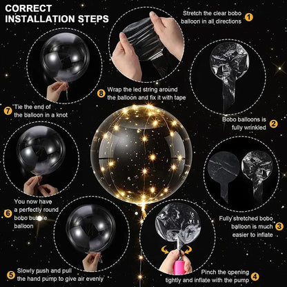 6 stücke 3 satz Transparent Party Glow Bobo Led Ball Leuchten Ballons Hochzeit Blase Ballon Hochzeit Geburtstag Dekoration einzigen.
