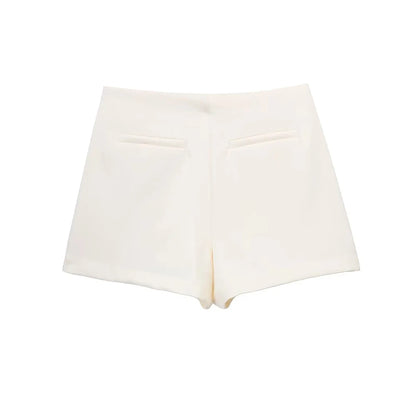 Women Fashion Pareo Style Shorts Skirts Vintage High Waist Side Zipper Female Skort Mujer.