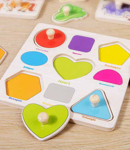 Montessori Baby Toys Wooden 3d Puzzle Cartoon Animal Intelligence Jigsaw Puzzle Early Learning Educational Toys for Children.