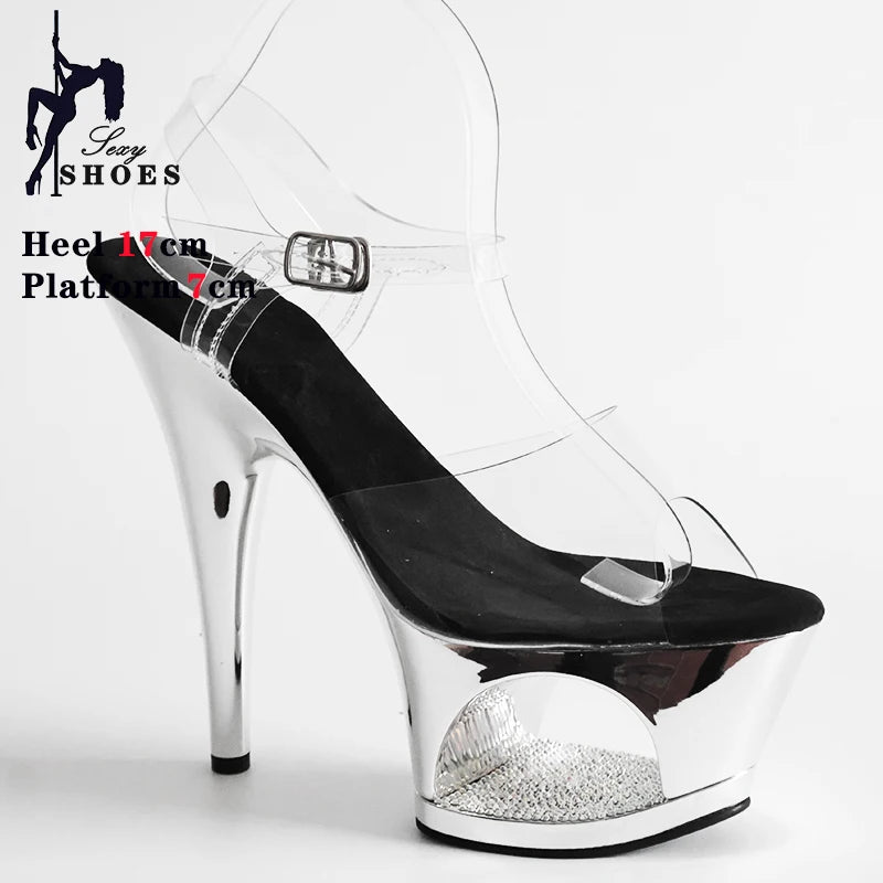 17CM Slim Heels Sandals Hollow Waterproof Platform Heels Korean Edition 2024 Summer Super High Heel Women Shoes Pig Split Insole.