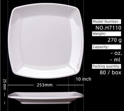 Square Melamine Dinner Plate Buffet Fast Food Trays Dishes Table Tableware Services Menu Plate Hotel Deep Side Dish Dinnerware.