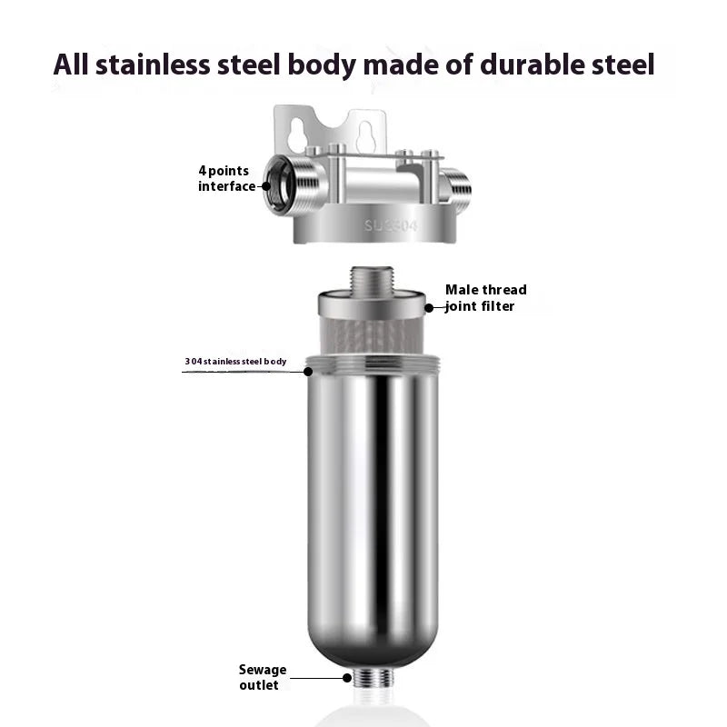 Pre filter household well water whole house household water purifier 304 stainless steel high flow backwashing water filter.