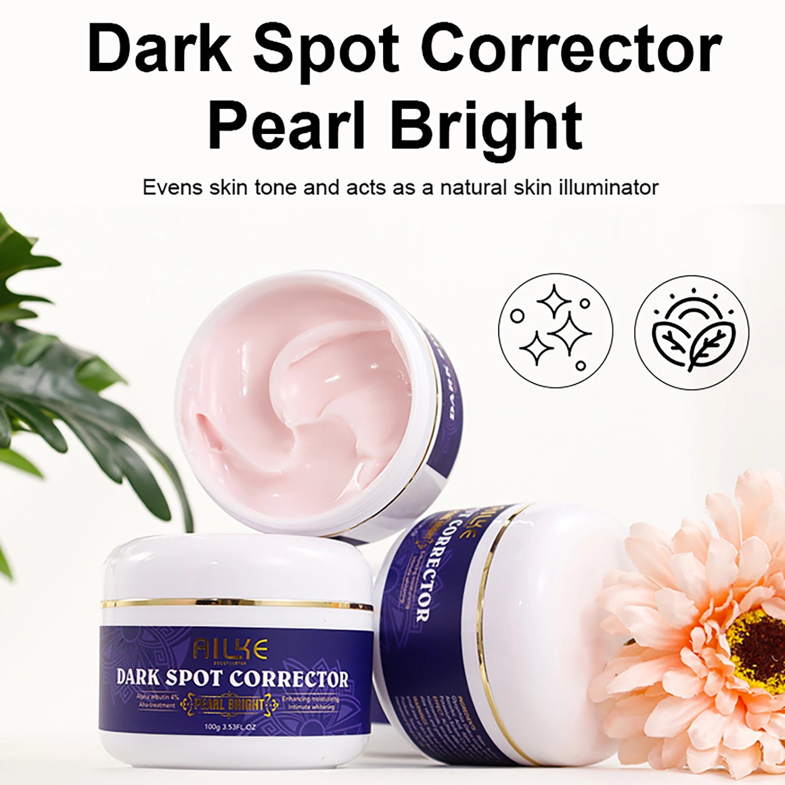 AILKE Double Glutathione Dark Spots Remover Face Cream, For Armpit, Elbows, Legs, White Spots, Age Spots, Sun Spots, Freckles.