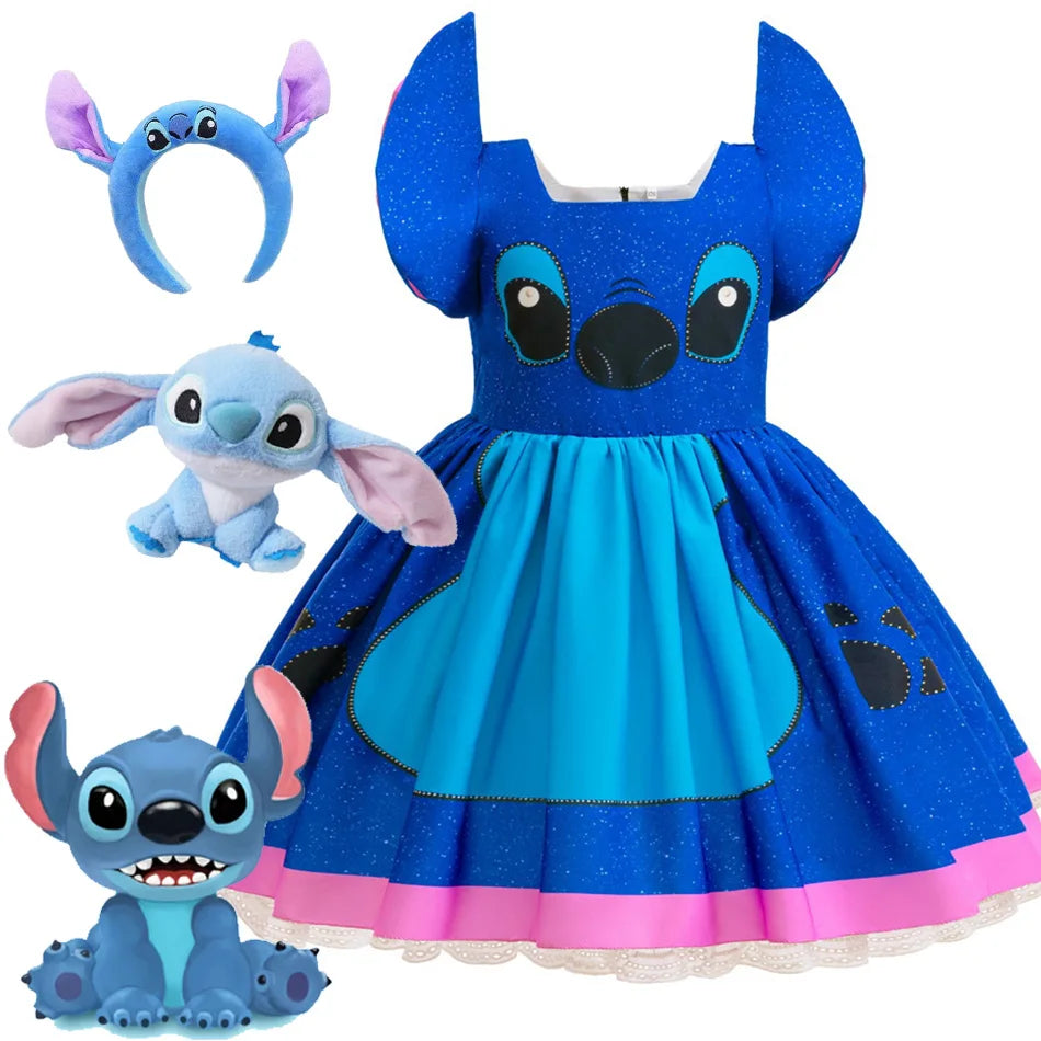 Kinder Lilo und Stitch Rollenspiel Prinzessin Kleid Kinder Bühnenkostüm Mädchen Karneval Halloween Party Cartoon Bekleidung.
