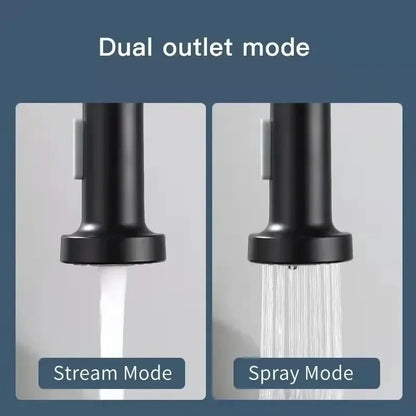 Matte Black Pull Down Kitchen Faucet Chrome Dual Modes Nozzle Hot Cold Water Mixer Crane Tap Brass Spring Kitchen Sink Faucets