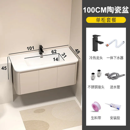 Moderner intelligenter Badezimmerschrank, Wabenstruktur, Aluminium, WC, Waschbecken, Schrank, Kombination, integriertes Keramikwaschbecken, Waschtisch