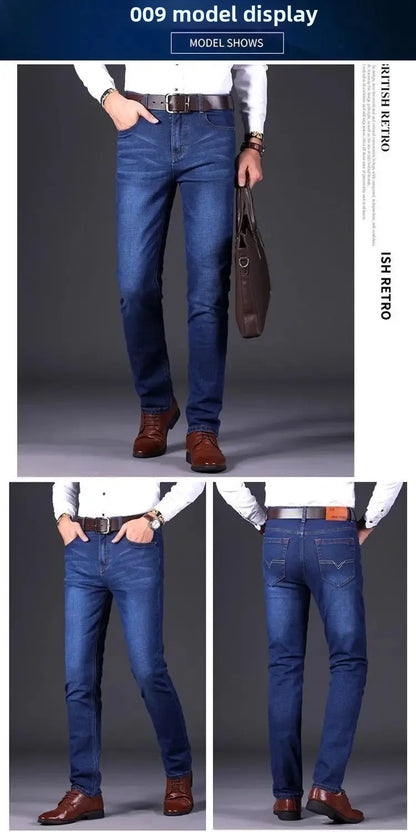 Elastische Jeans für Herren, Frühling und Herbst, lockere Passform, gerades Bein, vielseitige Hose, verschleißfest, lässige Konstruktion, Bienenhose, Sommer.