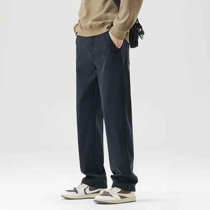 Men's Loose Straight Lyocell Wide Leg Trousers 2025 Autumn Winter Drape Comfortable Versatile Casual Pants Plus Size 5XL.